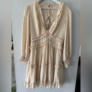 Elegant Cream Ruffle Dress